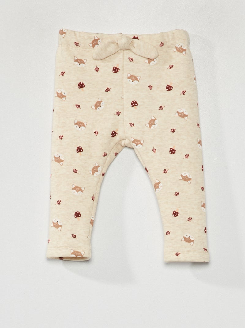 Pantaloni in tessuto felpato con stampa - Sempre + calore BEIGE - Kiabi