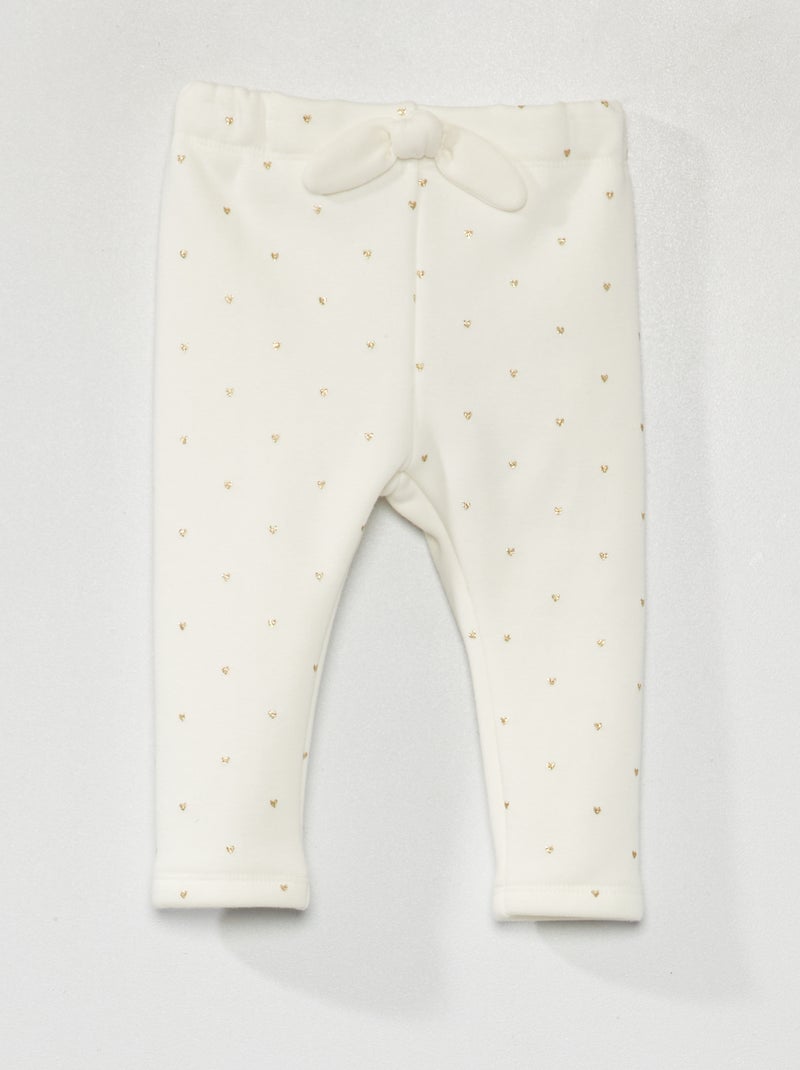 Pantaloni in tessuto felpato con stampa - Sempre + calore BIANCO - Kiabi