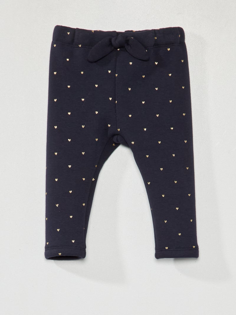 Pantaloni in tessuto felpato con stampa - Sempre + calore BLU - Kiabi