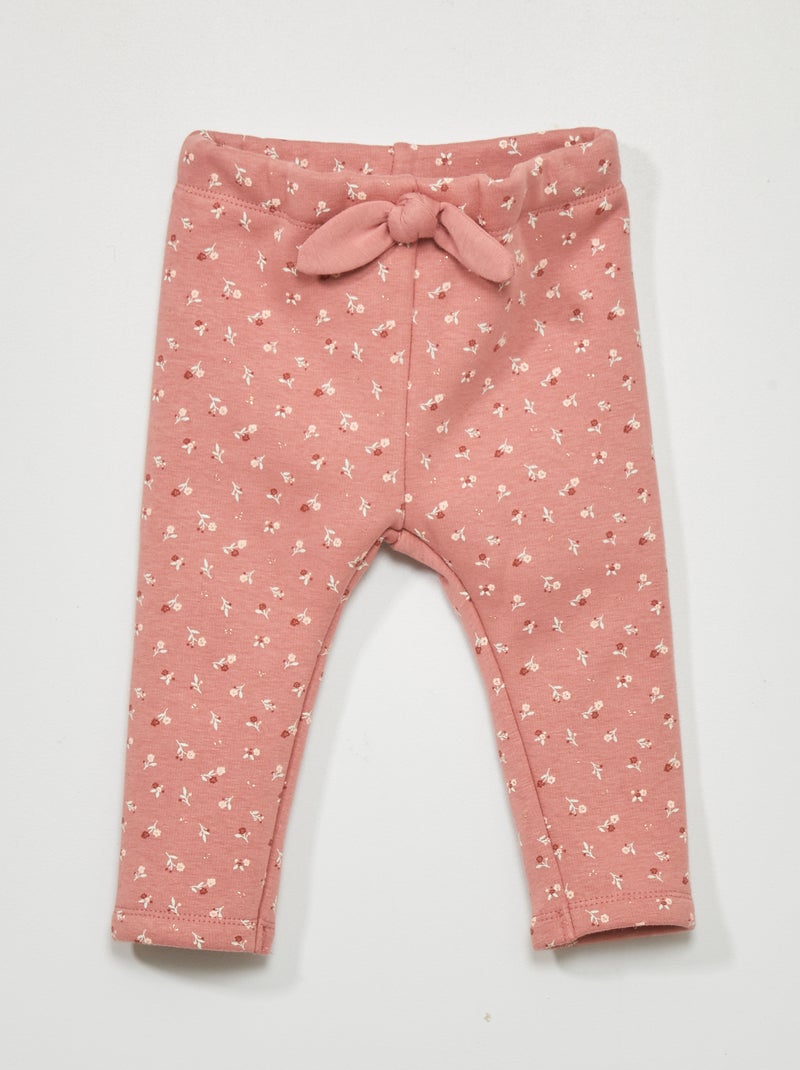 Pantaloni in tessuto felpato con stampa - Sempre + calore ROSA - Kiabi