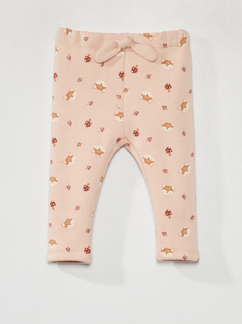 Pantaloni in tessuto felpato con stampa - Sempre + calore ROSA - Kiabi