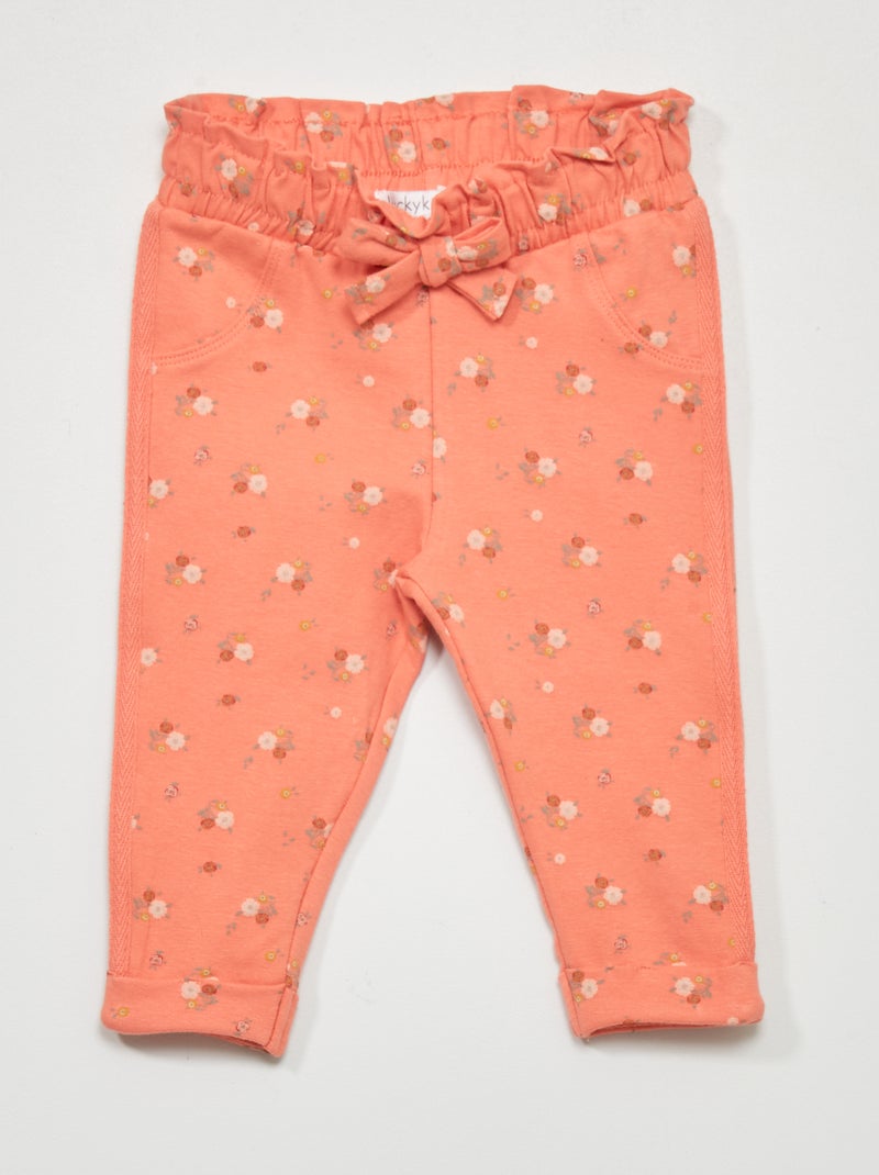 Pantaloni in tessuto felpato con stampa ROSA - Kiabi