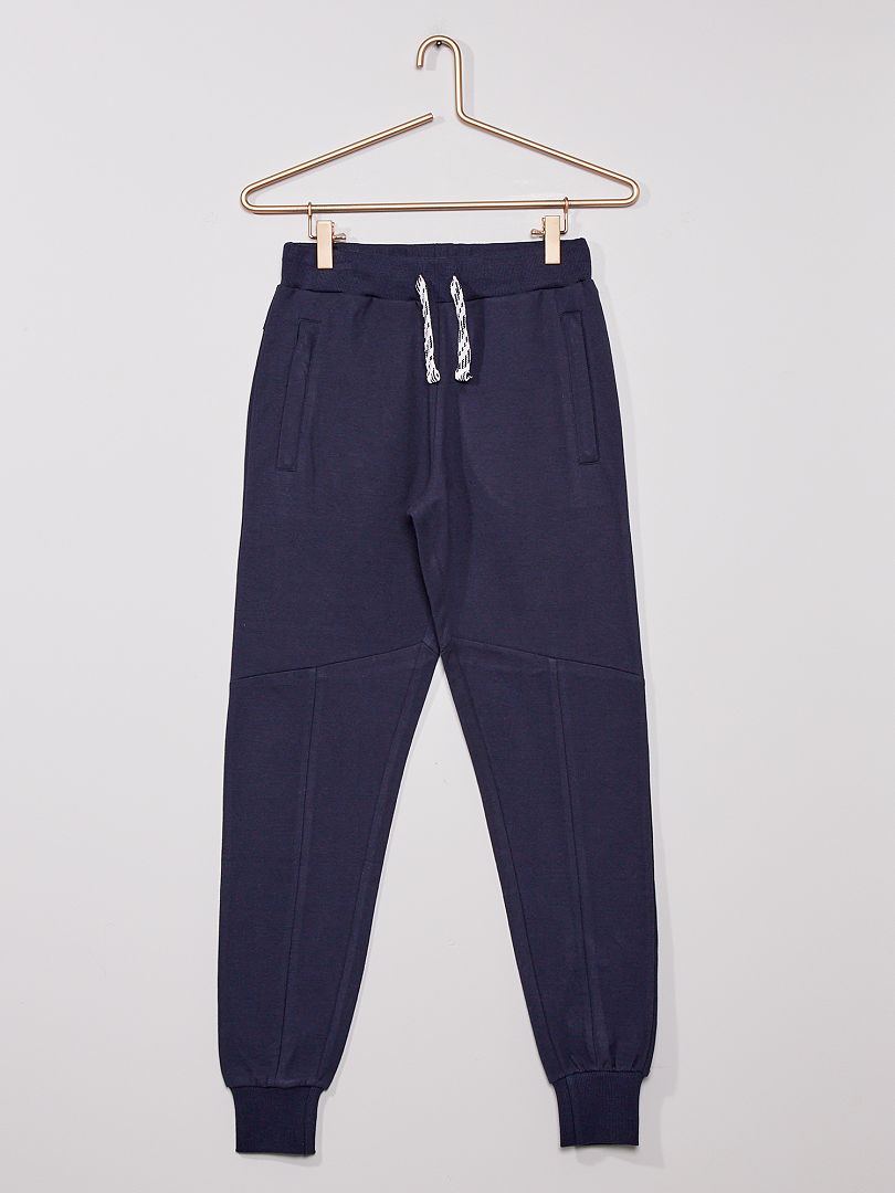 Pantaloni in tessuto felpato con tasche con zip blu marine - Kiabi