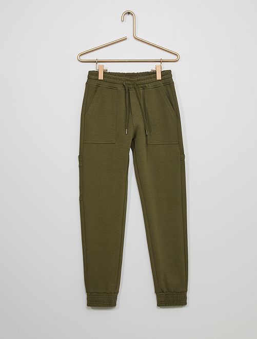 Pantaloni in tessuto felpato con tasche                                                     verde scuro 

