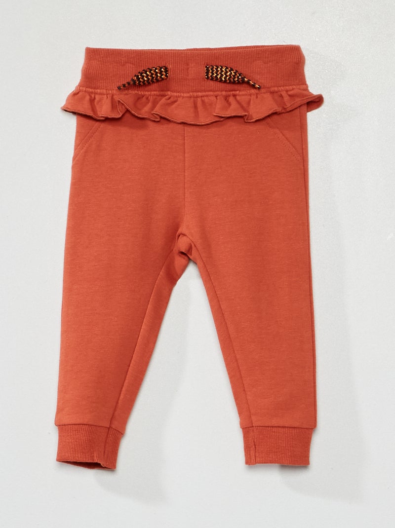 Pantaloni in tessuto felpato con volant ARANCIONE - Kiabi