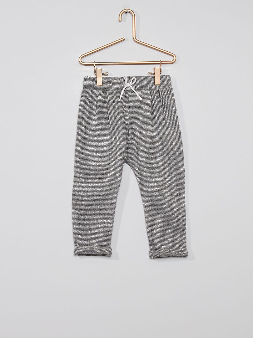 Pantaloni in tessuto felpato grigio a righe - Kiabi
