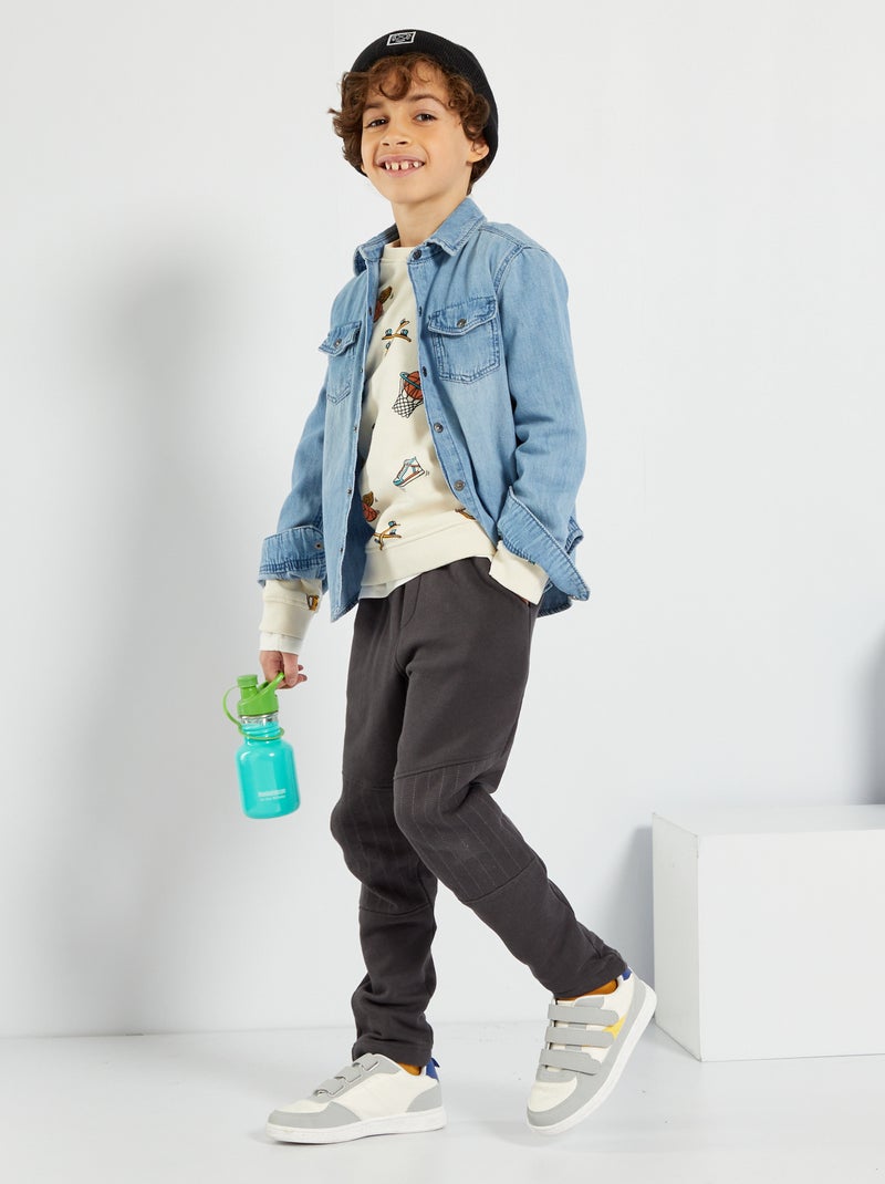 Pantaloni in tessuto felpato grigio scuro - Kiabi