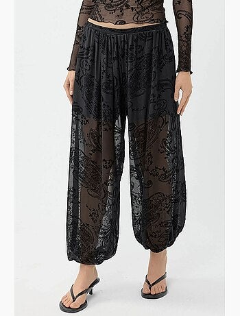 Pantaloni in tulle relaxed fit con stampa flock busem