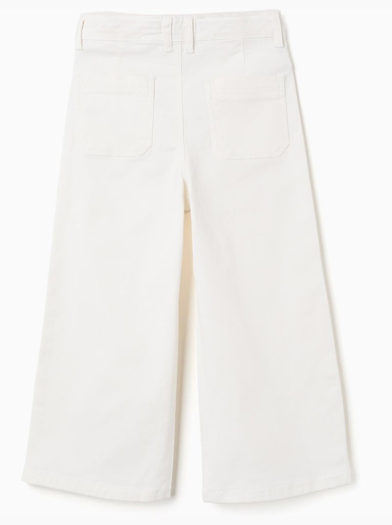 Pantaloni in twill a gamba larga Bianco - Kiabi