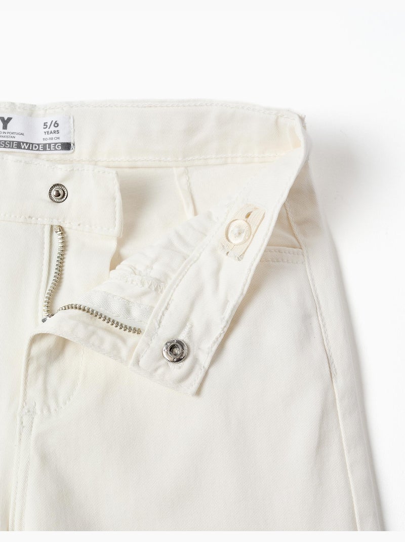 Pantaloni in twill a gamba larga Bianco - Kiabi