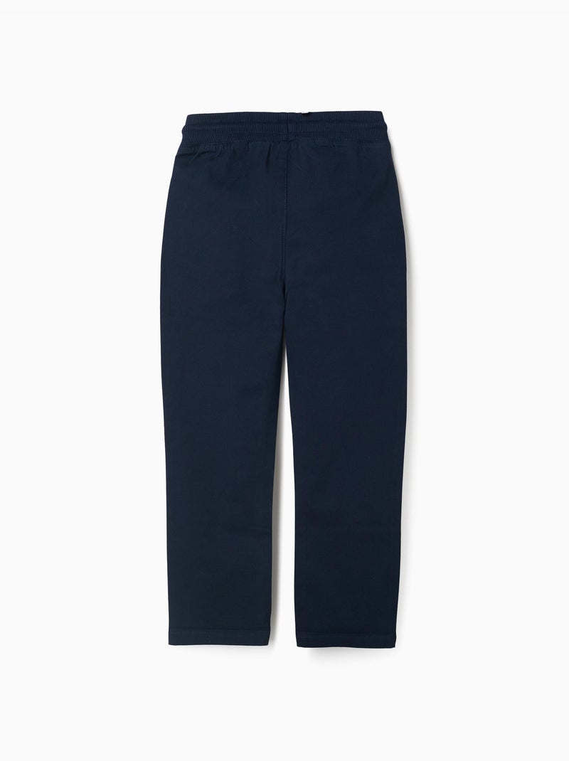 Pantaloni in twill a taglio dritto con coulisse Blu scuro - Kiabi