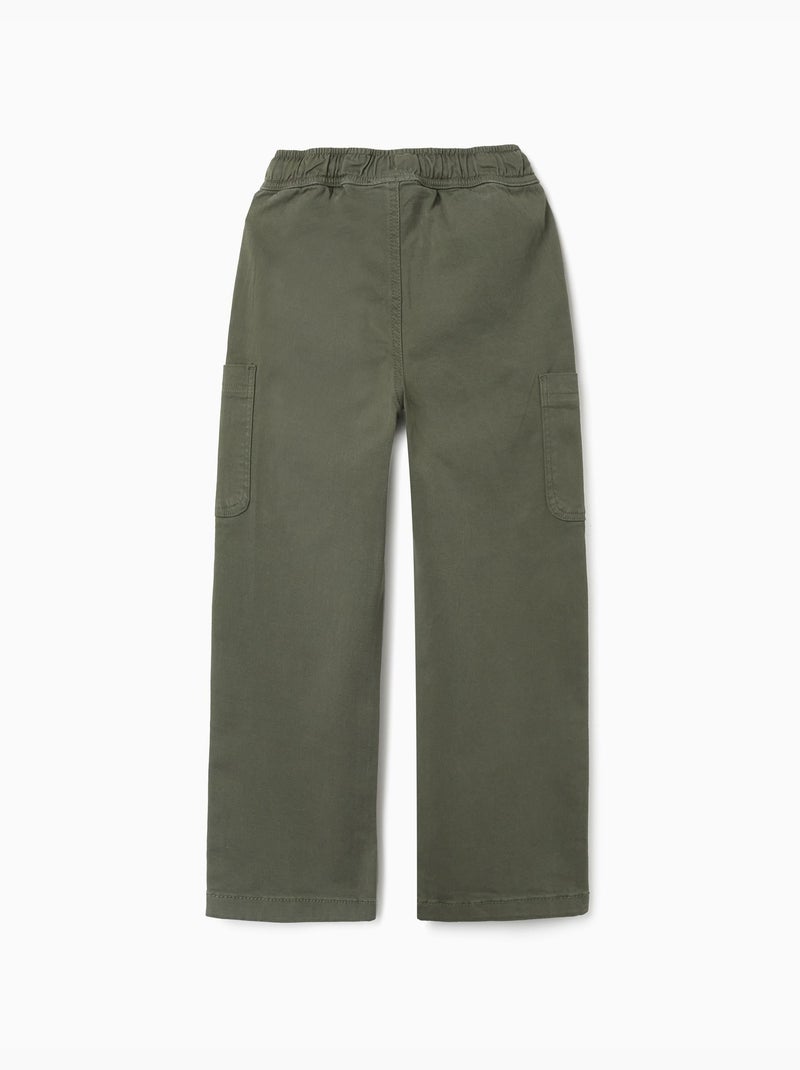 Pantaloni in twill a taglio dritto con tasche cargo Verde scuro - Kiabi