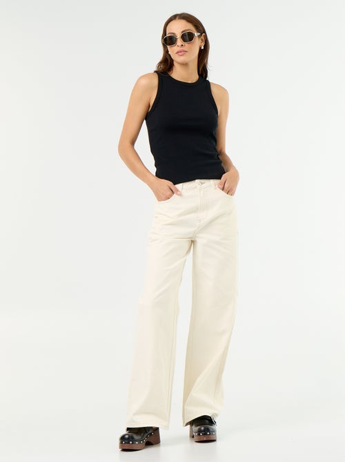 Pantaloni in twill a vita alta taglio wide leg - Kiabi