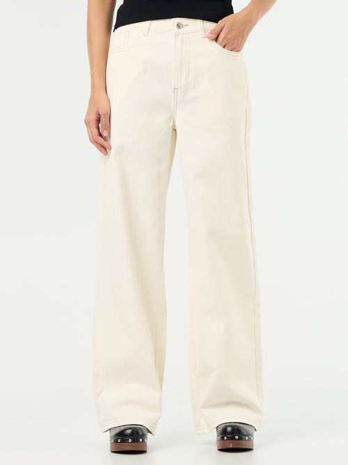 Pantaloni in twill a vita alta taglio wide leg - Kiabi