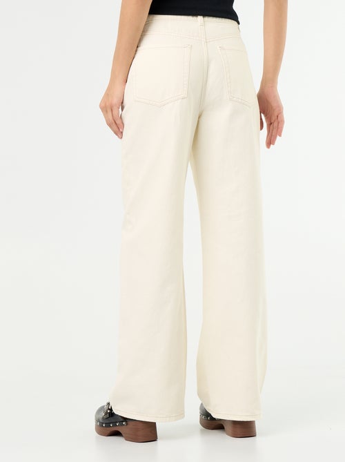 Pantaloni in twill a vita alta taglio wide leg - Kiabi