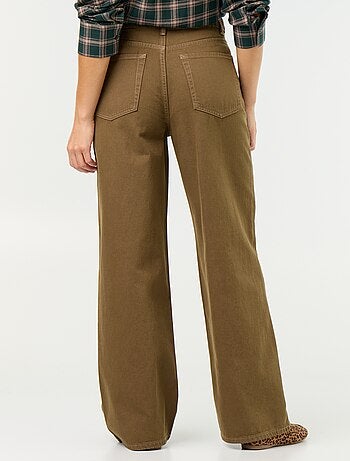 Pantalone in twill a vita alta con taglio wide leg