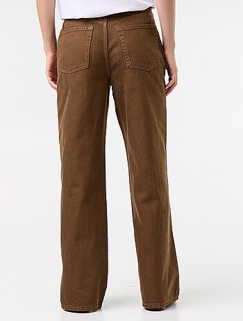 Pantalone in twill a vita alta con taglio wide leg