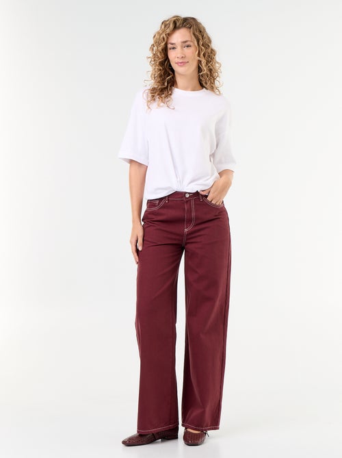 Pantaloni in twill a vita alta taglio wide leg - Kiabi Pantaloni in twill a vita alta taglio wide leg - Kiabi
