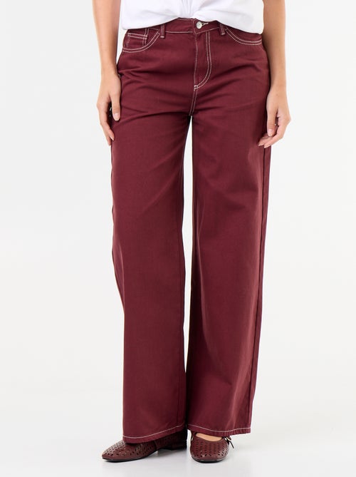 Pantaloni in twill a vita alta taglio wide leg - Kiabi Pantaloni in twill a vita alta taglio wide leg - Kiabi