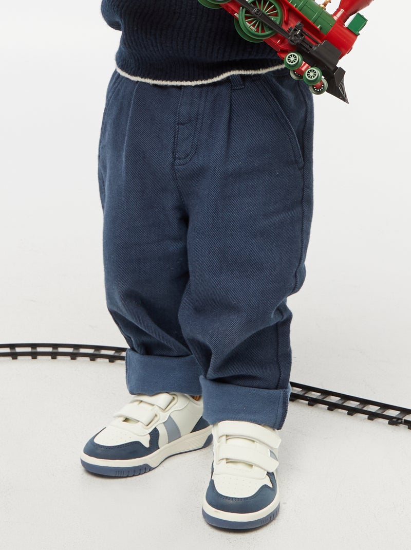 Pantaloni in twill con 2 vere tasche Blu - Kiabi