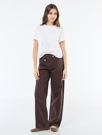 Pantalone in twill con apertura asimmetrica