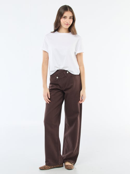 Pantaloni in twill con apertura asimmetrica - Kiabi
