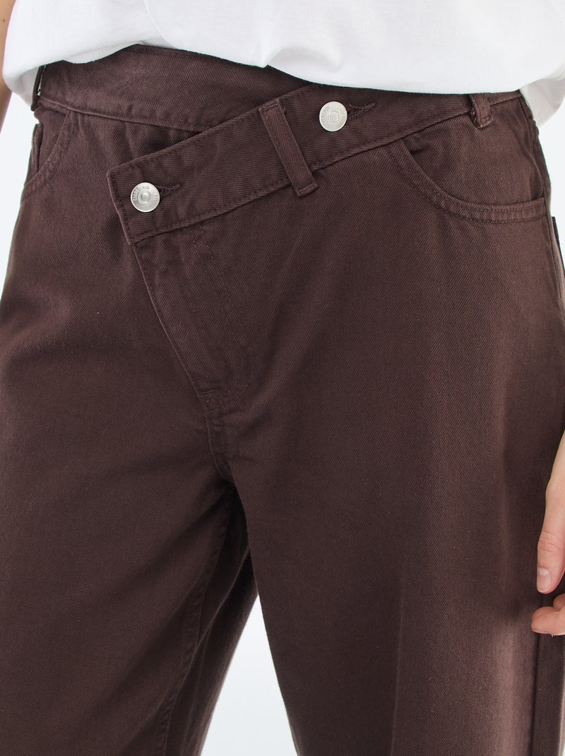 Pantaloni in twill con apertura asimmetrica Marrone - Kiabi