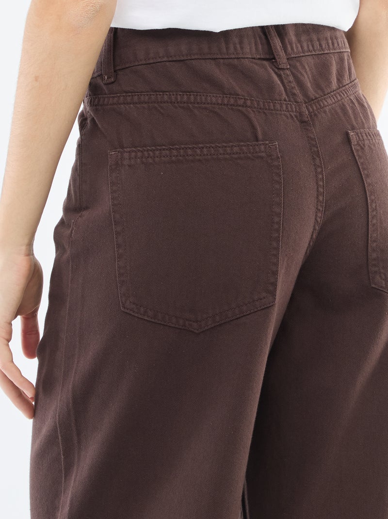 Pantaloni in twill con apertura asimmetrica Marrone - Kiabi