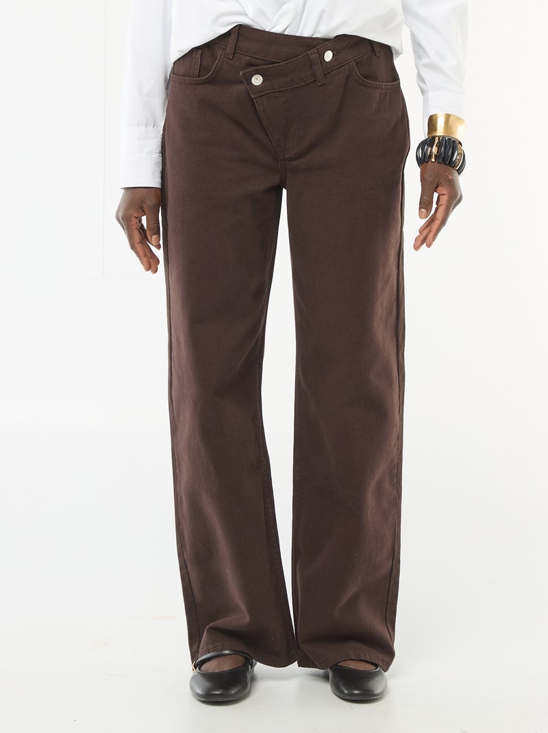 Pantaloni in twill con apertura asimmetrica Marrone - Kiabi