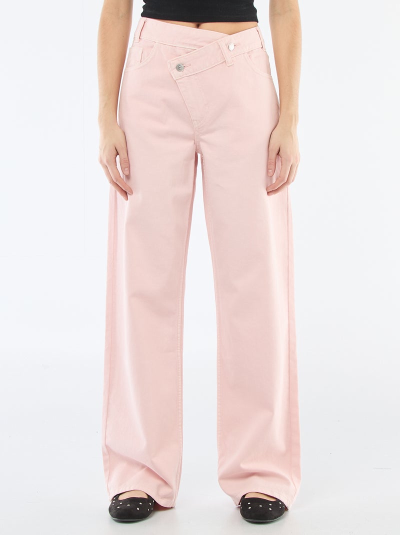 Pantaloni in twill con apertura asimmetrica Rosa - Kiabi