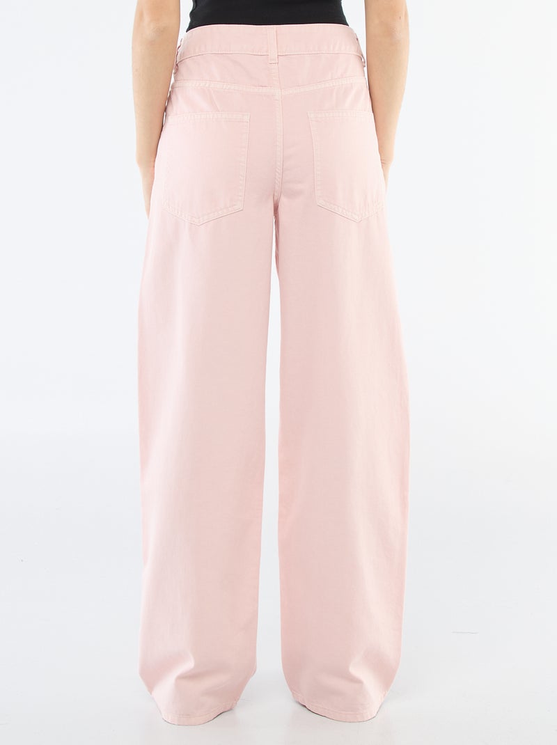 Pantaloni in twill con apertura asimmetrica Rosa - Kiabi