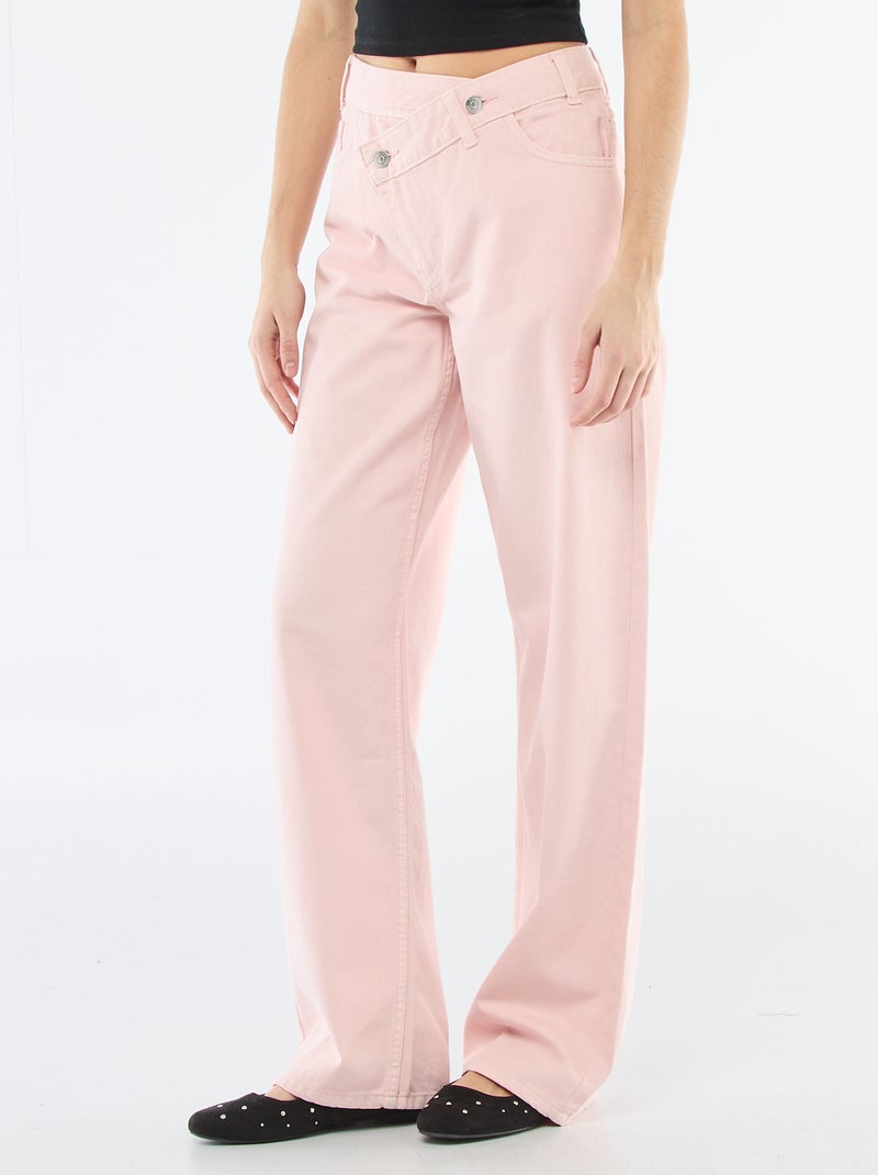 Pantaloni in twill con apertura asimmetrica Rosa - Kiabi