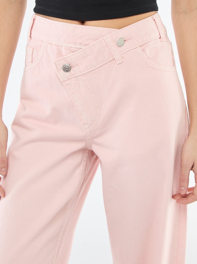 Pantaloni in twill con apertura asimmetrica Rosa - Kiabi