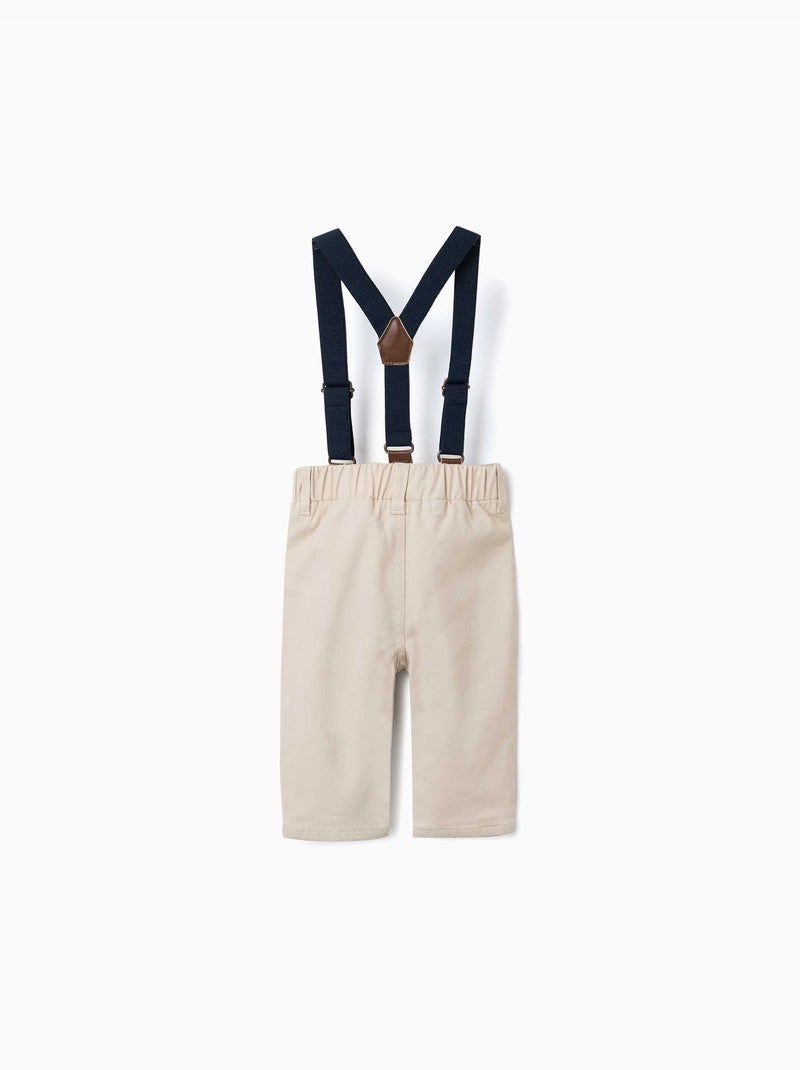 Pantaloni in twill con bretelle Beige chiaro - Kiabi