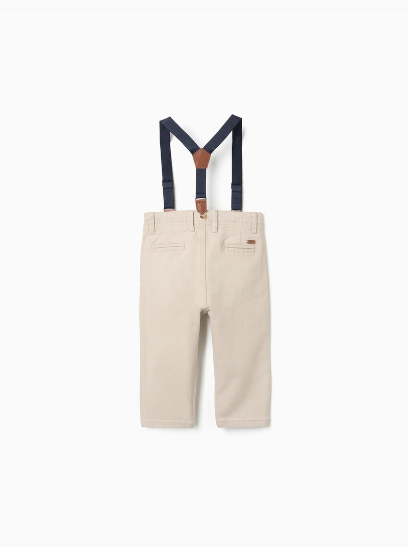 Pantaloni in twill con bretelle rimovibili Beige chiaro - Kiabi