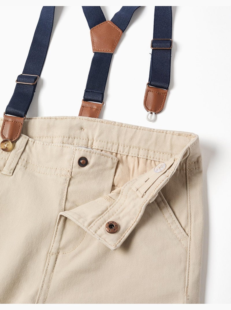 Pantaloni in twill con bretelle rimovibili Beige chiaro - Kiabi
