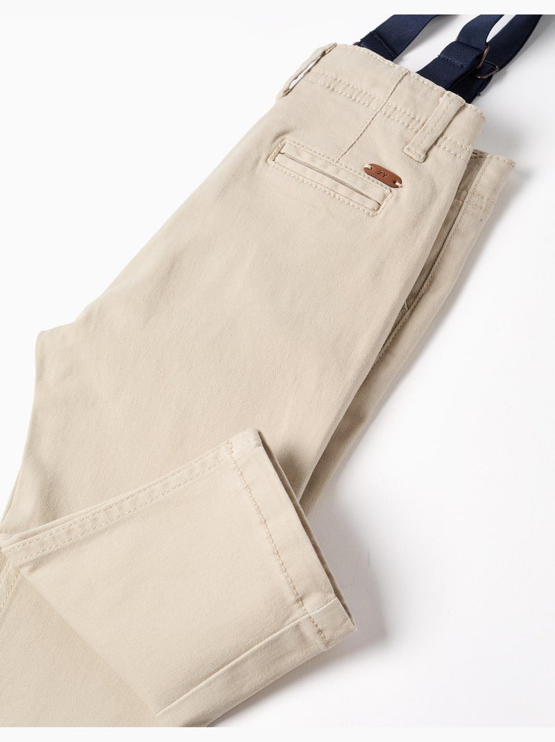 Pantaloni in twill con bretelle rimovibili Beige chiaro - Kiabi