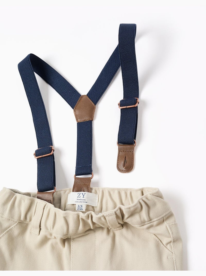 Pantaloni in twill con bretelle rimovibili Beige chiaro - Kiabi