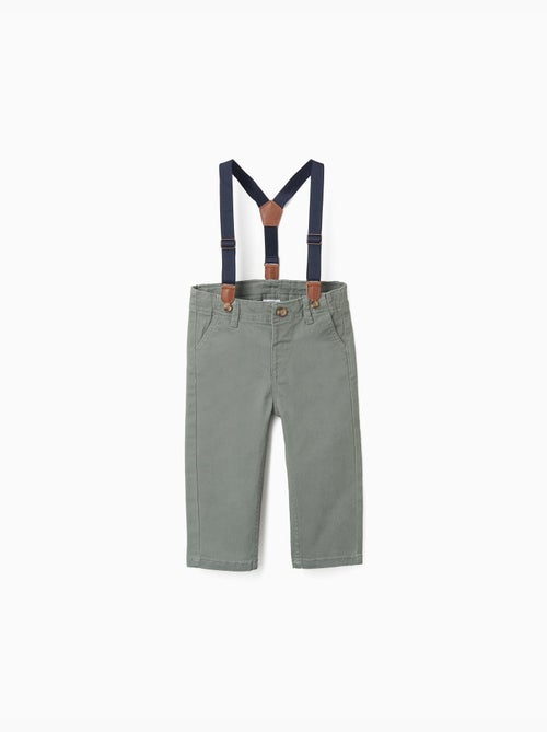 Pantaloni in twill con bretelle rimovibili - Kiabi