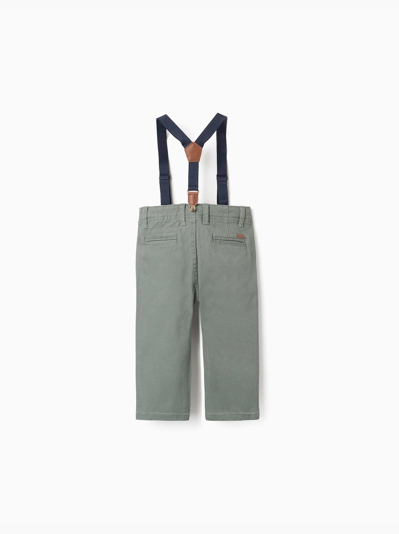 Pantaloni in twill con bretelle rimovibili Verde scuro - Kiabi