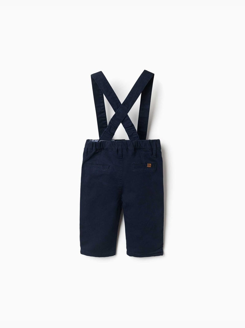 Pantaloni in twill con bretelle staccabili Blu scuro - Kiabi