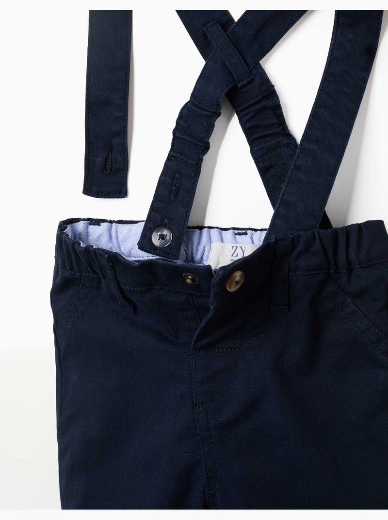 Pantaloni in twill con bretelle staccabili Blu scuro - Kiabi