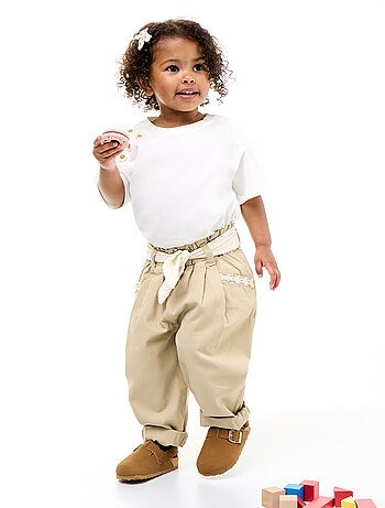 Pantaloni in twill con cintura da annodare