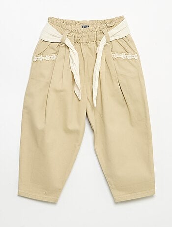Pantaloni in twill con cintura da annodare
