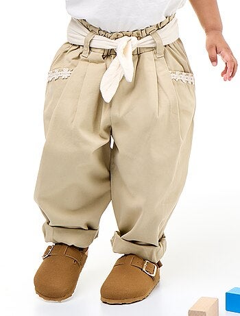 Pantaloni in twill con cintura da annodare