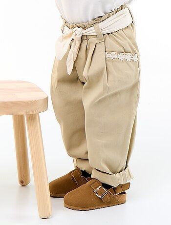 Pantaloni in twill con cintura da annodare