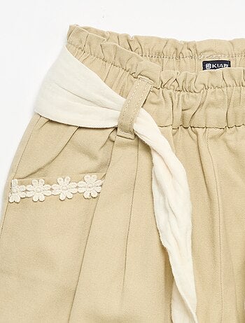 Pantaloni in twill con cintura da annodare