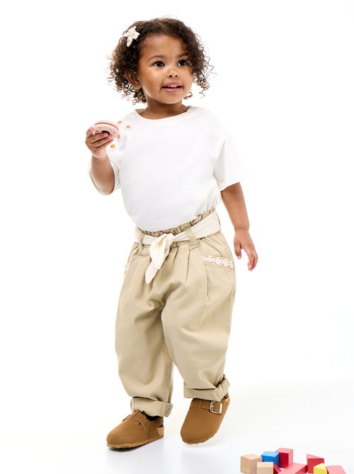 Pantaloni in twill con cintura da annodare - Kiabi