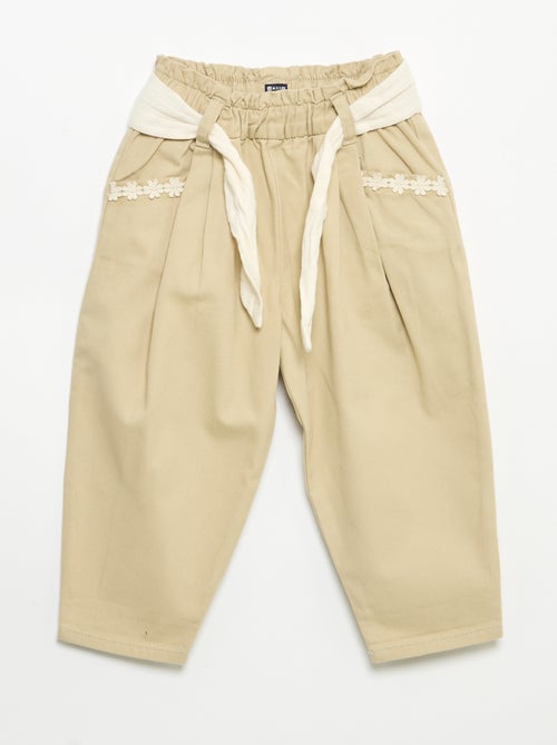 Pantaloni in twill con cintura da annodare - Kiabi