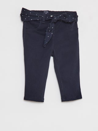 Pantaloni in twill con cintura in voile di cotone
